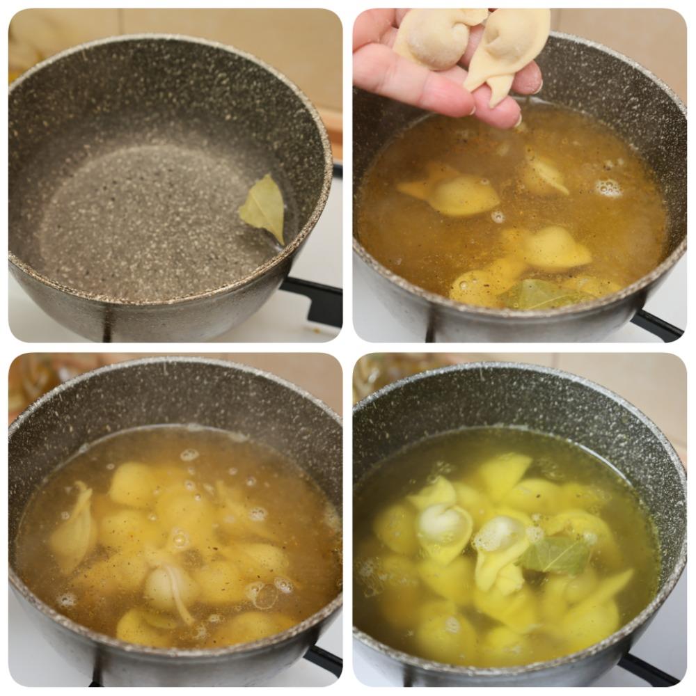 Варка тортеллини в ароматном бульоне