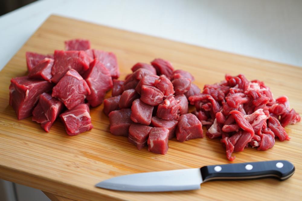 Как нарезать мясо кубиками