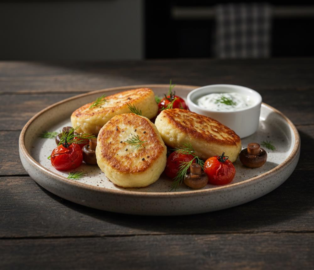 Картофельные кнедлики с кисло-сладкими овощами