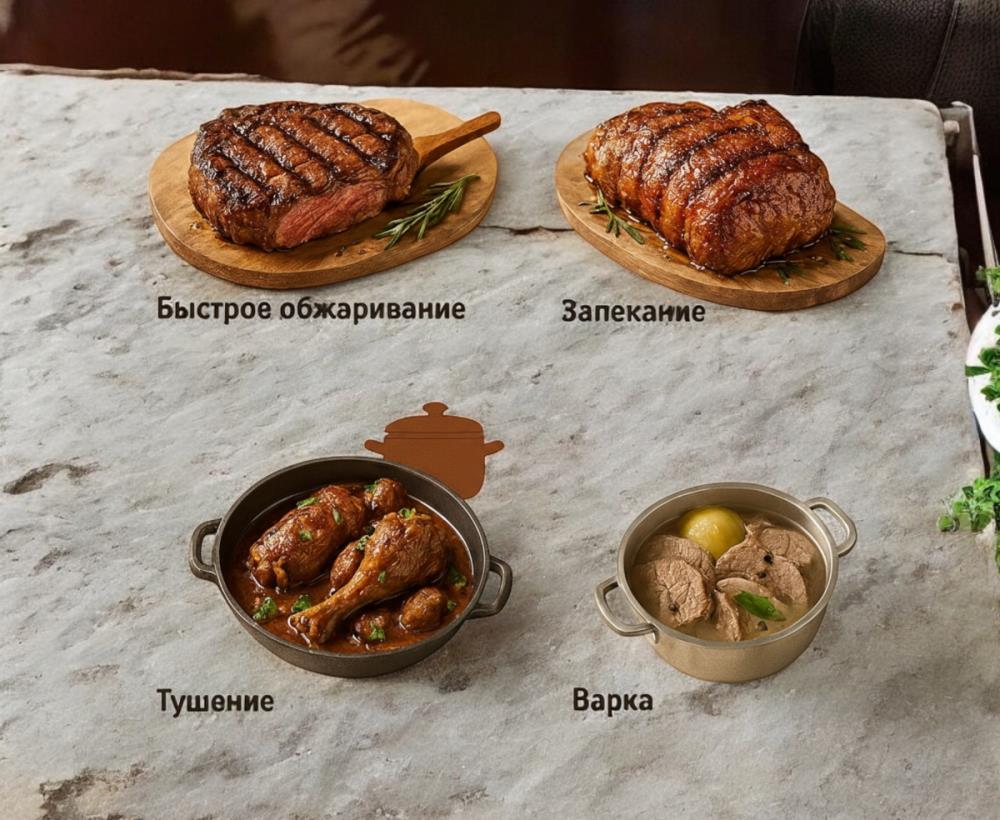 Методы тепловой обработки частей туши