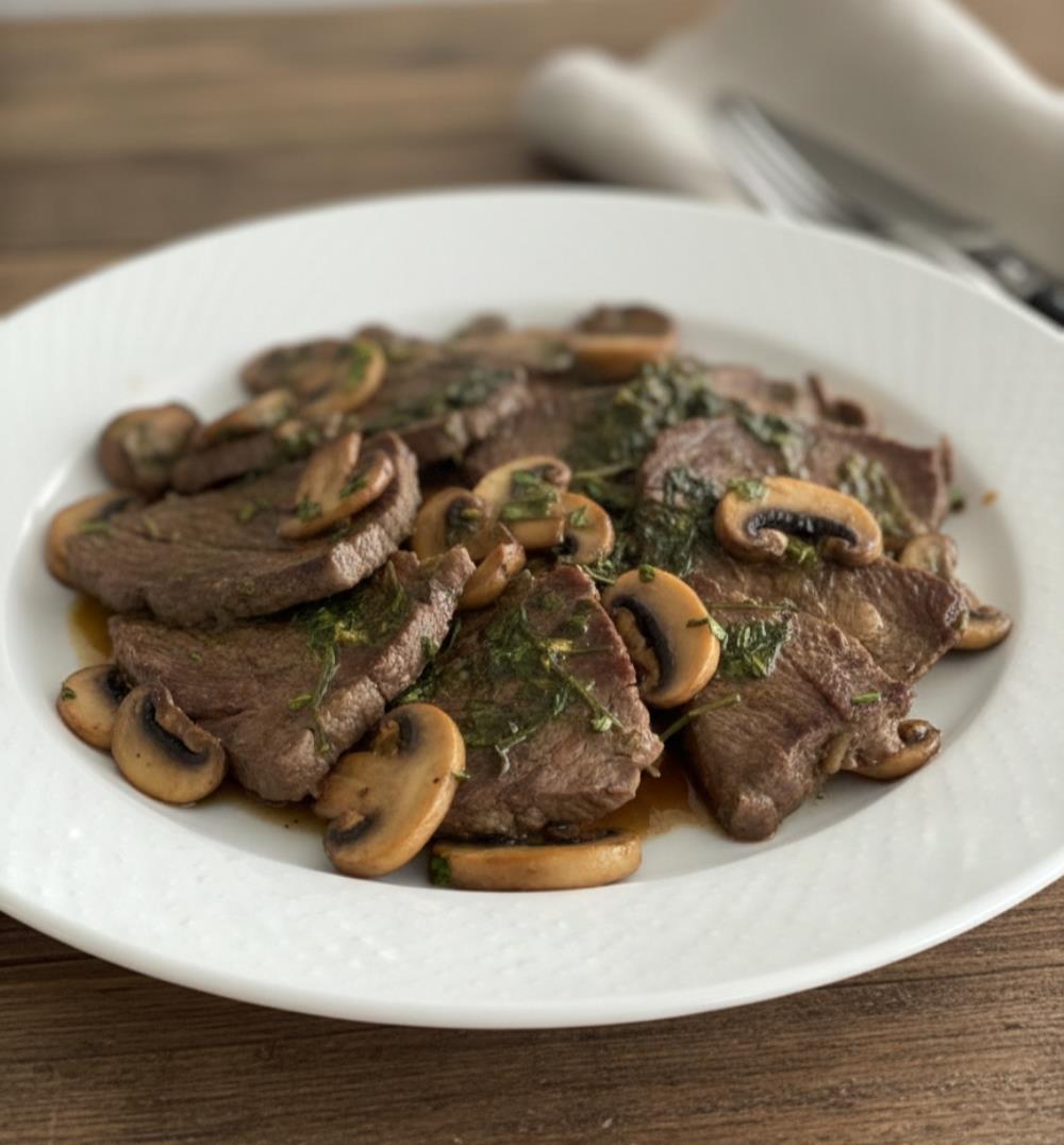 Жаркое из говядины с грибным соусом