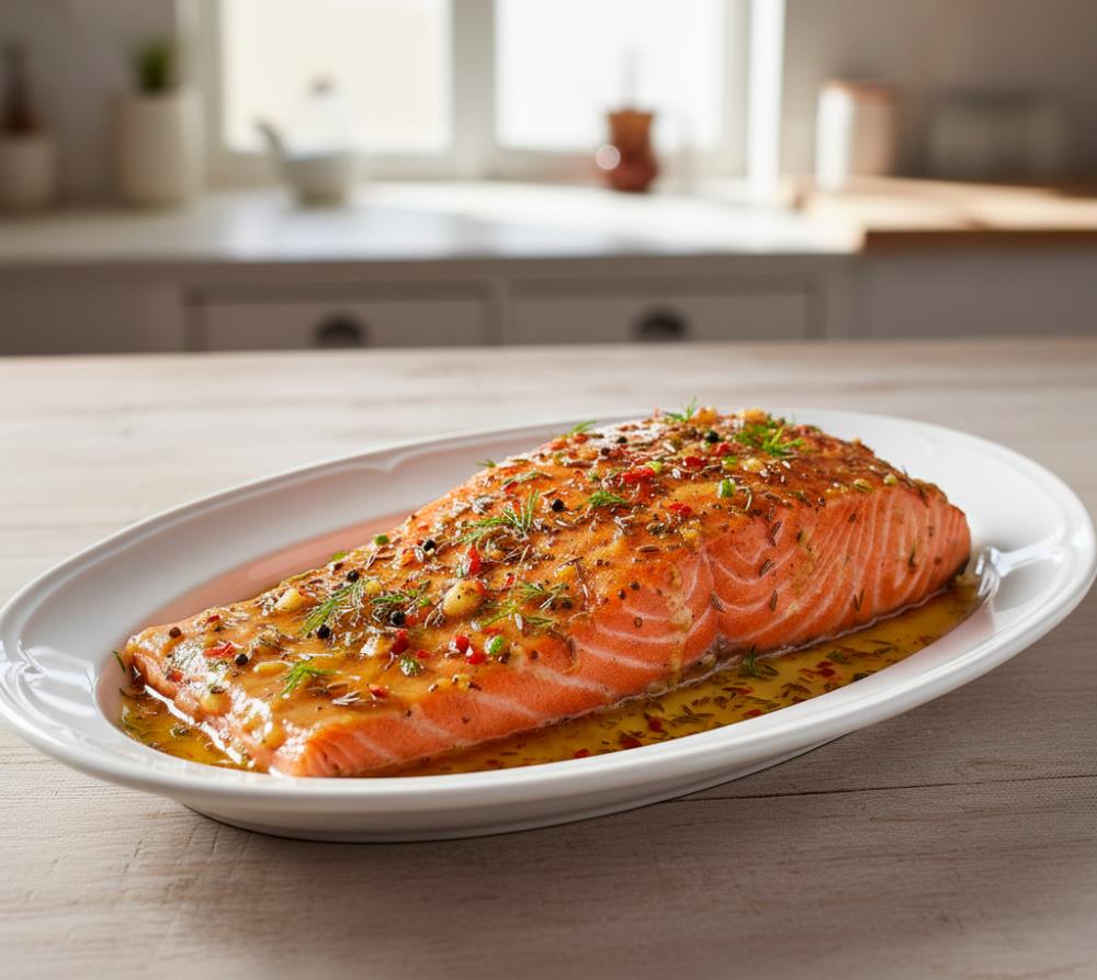 Лосось в ароматной глазури, запечённый в Ninja Grill