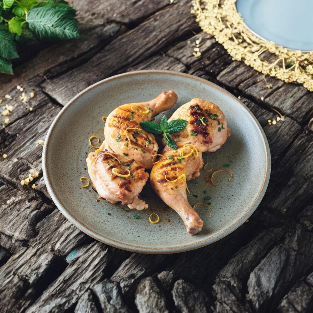 Цыплята в гриле в лимонно-мятном соусе