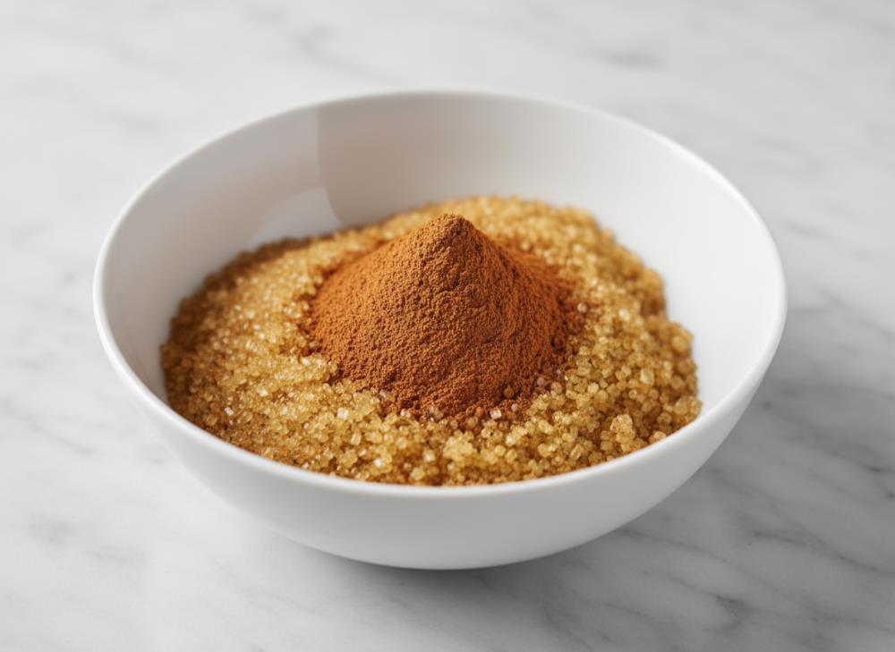 Смешать сахар и корицу