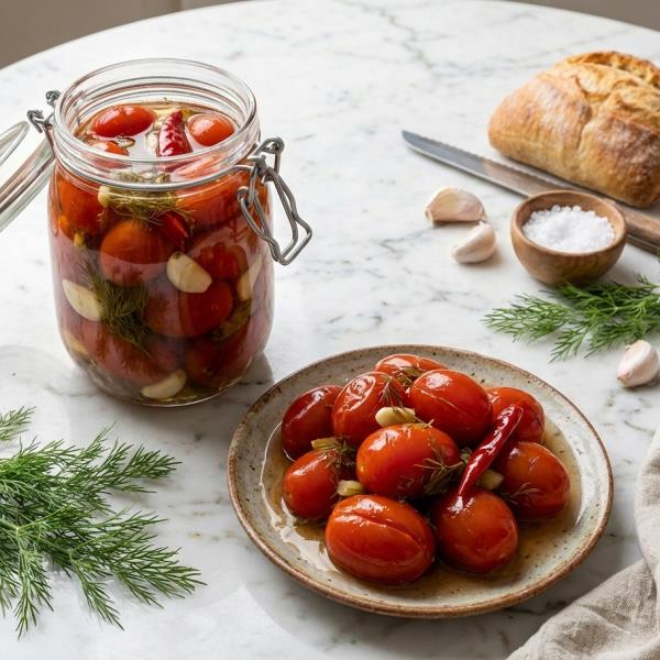 Быстрые малосольные помидоры с уксусом