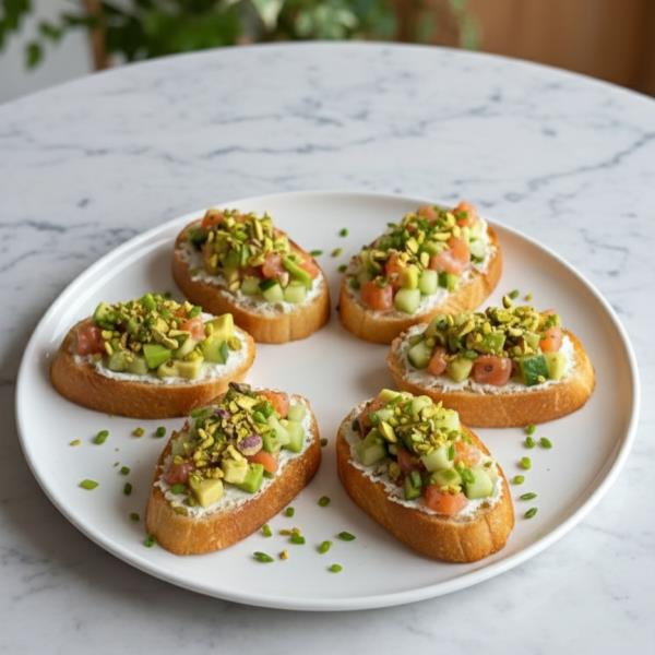 Брускетта в азиатском стиле с лососем