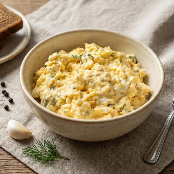 Воздушная яичная закуска с чесноком и укропом