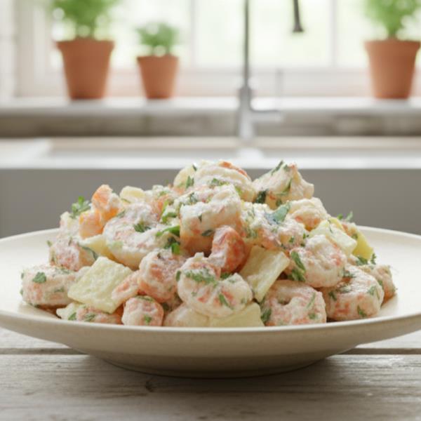 Салат картофельный с креветками
