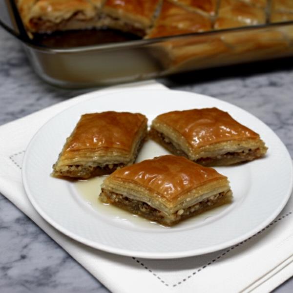 Домашняя пахлава из теста фило с орехами