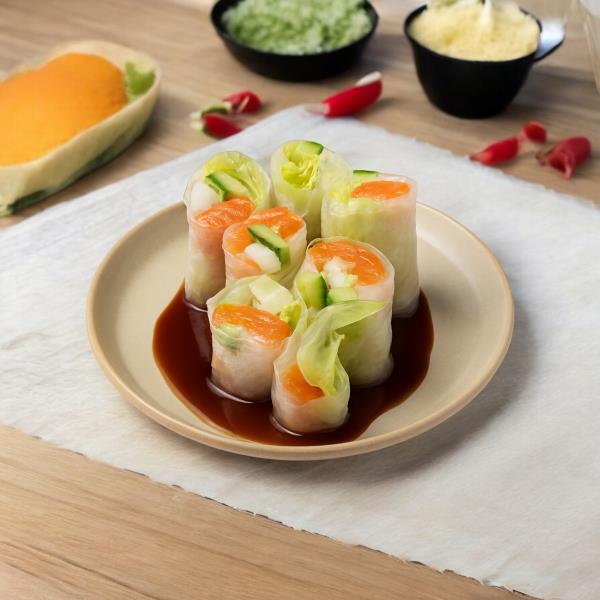 Спринг-роллы с копчёным лососем