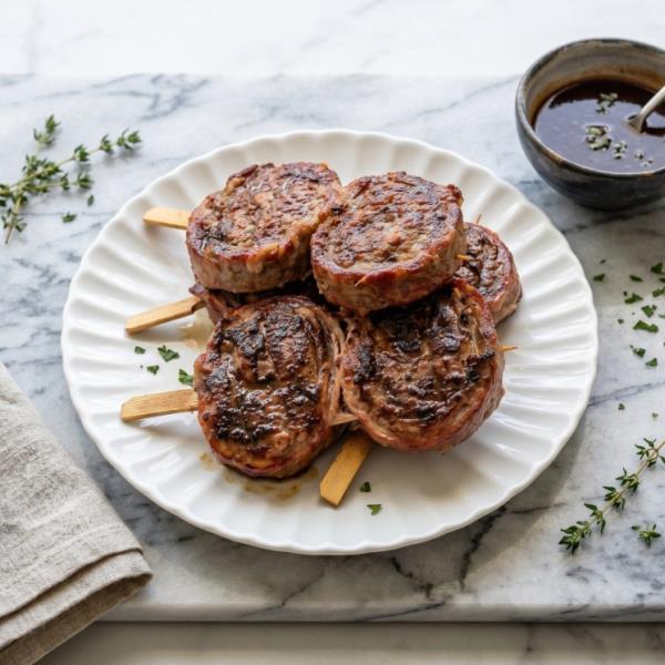 Сочный шашлык-рулет из трех видов мяса