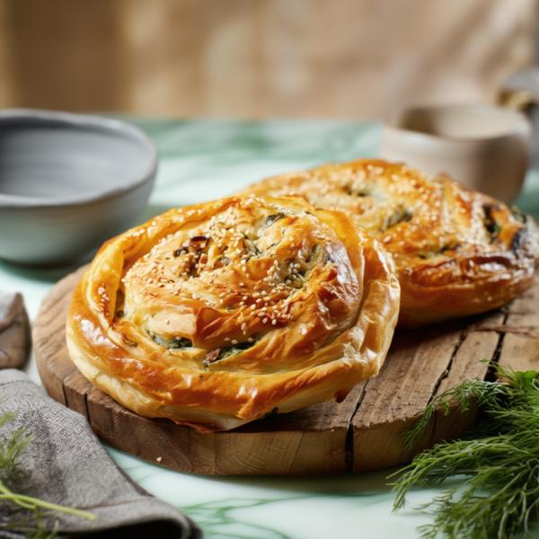 Хрустящие бёреки из теста фило со шпинатом и сыром